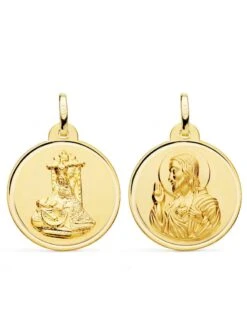 Escapulario Virgen De Las Angustias Y Corazón De Jesús Oro 18k PM-P3064-124