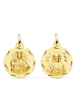 Escapulario Virgen Del Carmen Y Corazón De Jesús Oro 18k PM-P5006-320
