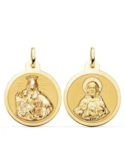 Escapulario Virgen Del Carmen Y Corazón De Jesús Oro 18k PM-P5006-824