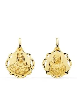Escapulario Virgen Del Carmen Y Corazón De Jesús Oro 18k PM-P5003-620