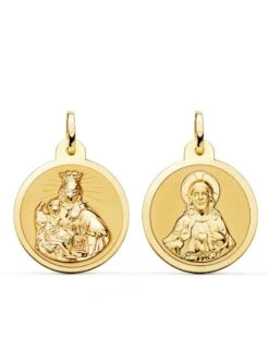 Escapulario Virgen Del Carmen Y Corazón De Jesús Oro 18k PM-P5006-822