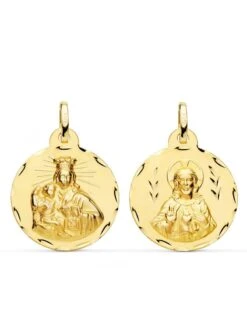Escapulario Virgen Del Carmen Y Corazón De Jesús Oro 18k PM-P5006-322