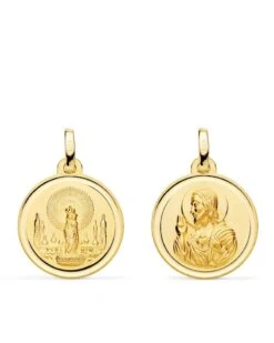 Escapulario Virgen Del Pilar Y Corazón De Jesús Oro 18k PM-P3059-118