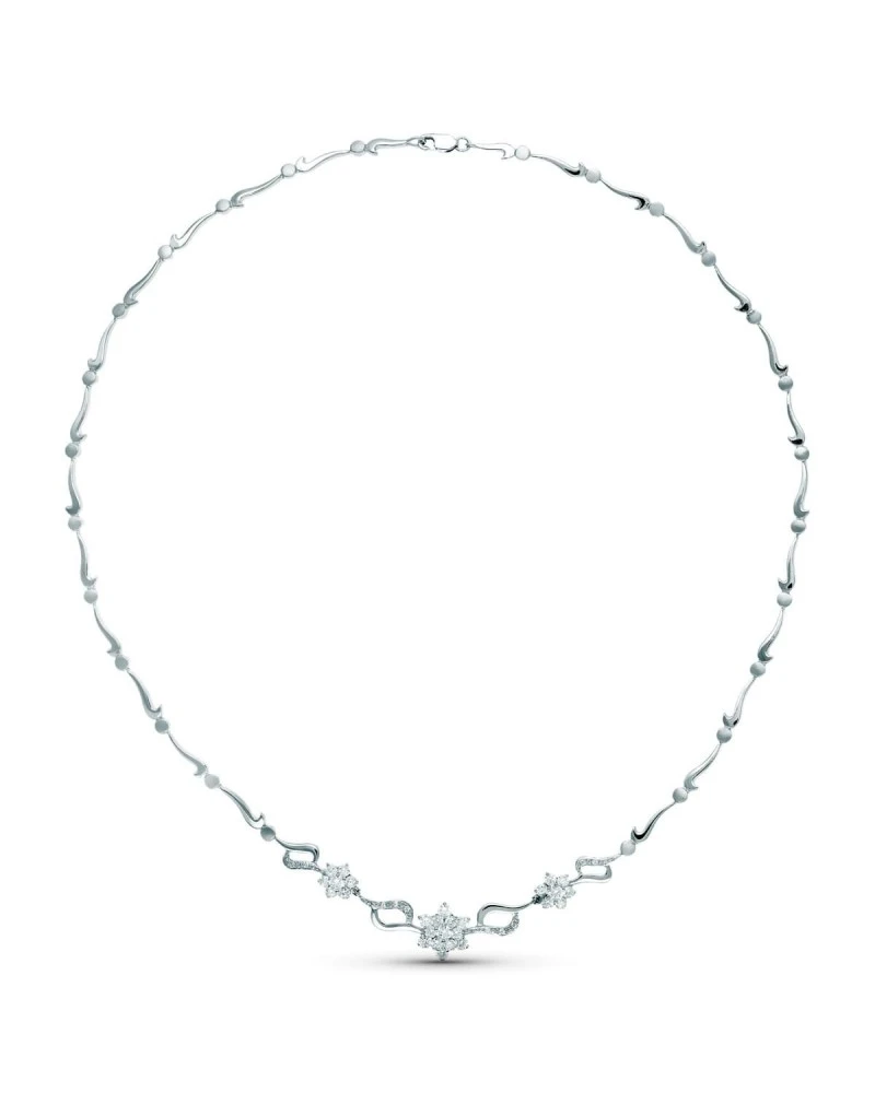 Gargantilla De Oro Blanco De 18 Kilates PM-20419-3 3 Gargantilla De Oro Blanco De 18 Kilates PM-20419-3