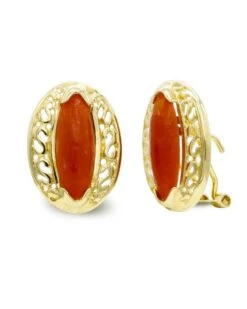 Pendientes De Oro 18k Con Coral Fino PM-7487-1C