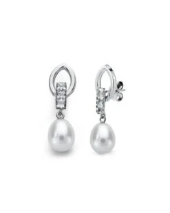 Pendientes De Oro 18k Con Perla Y Circonitas PM-15906