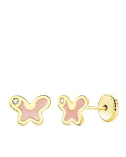 Pendientes De Oro 18k Mariposa PM-21082