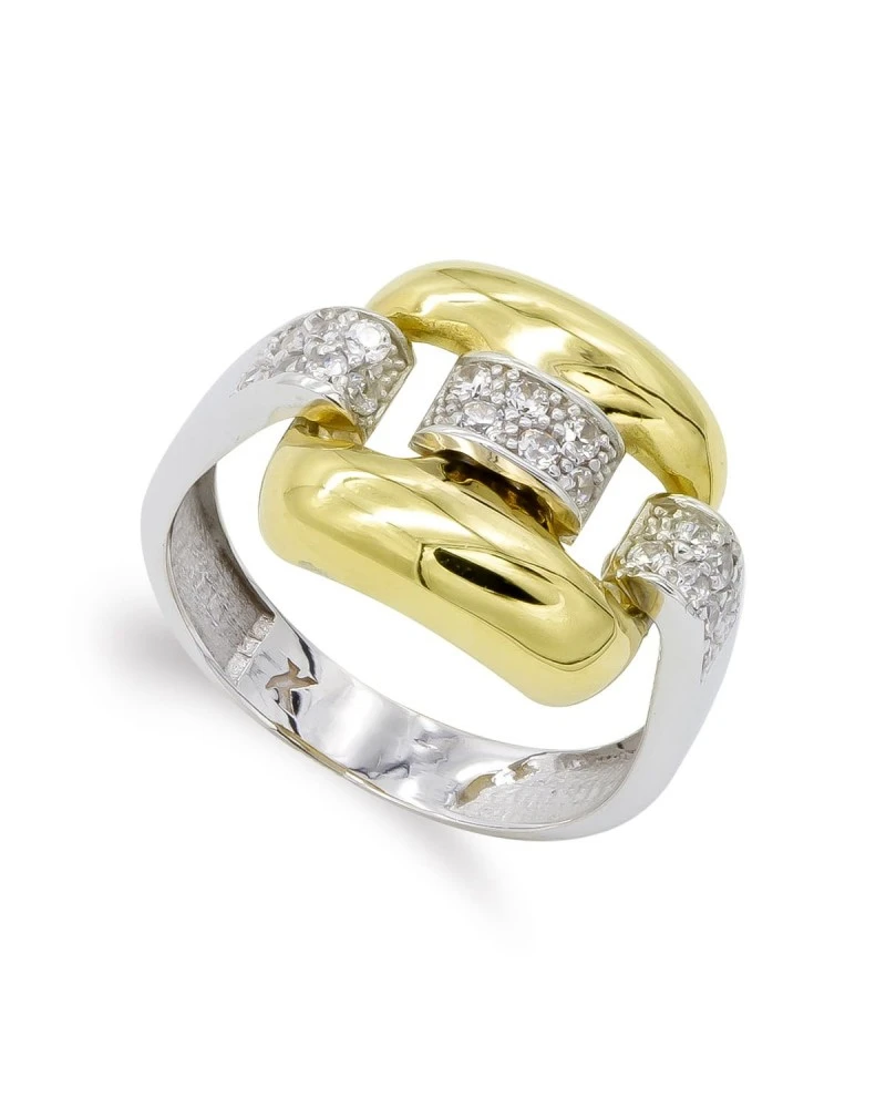 Sortija De Oro Blanco Y Amarillo De 18k PM-20434-2 3 Sortija De Oro Blanco Y Amarillo De 18k PM-20434-2