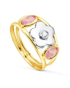 Sortija De Oro Blanco Y Amarillo De 18k PM-14742-RS