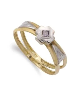 Sortija De Oro Blanco Y Amarillo De 18k PM-14175-AT