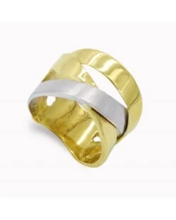 Sortija De Oro Blanco Y Amarillo De 18k PM-14531